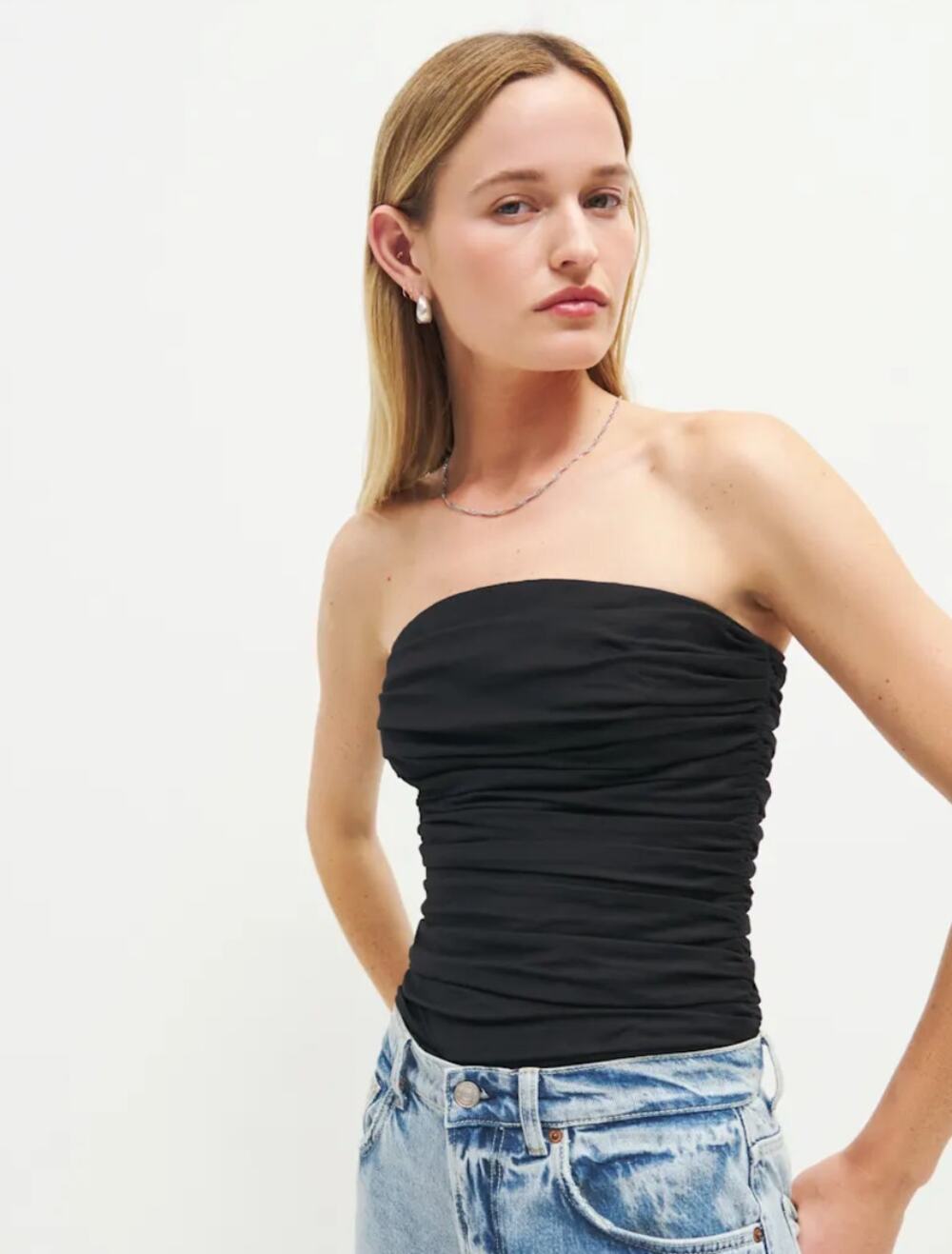 Reformation Rosie Top Black Size 6 Strapless Corset Bustier Organic Cotton